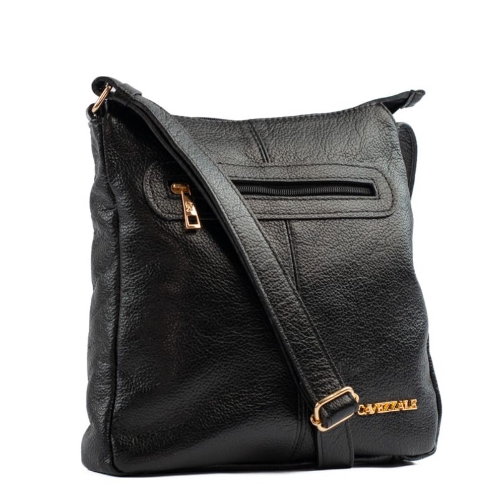 Bolsa Tiracolo Média de Couro Soft La Fenice Preto 105060