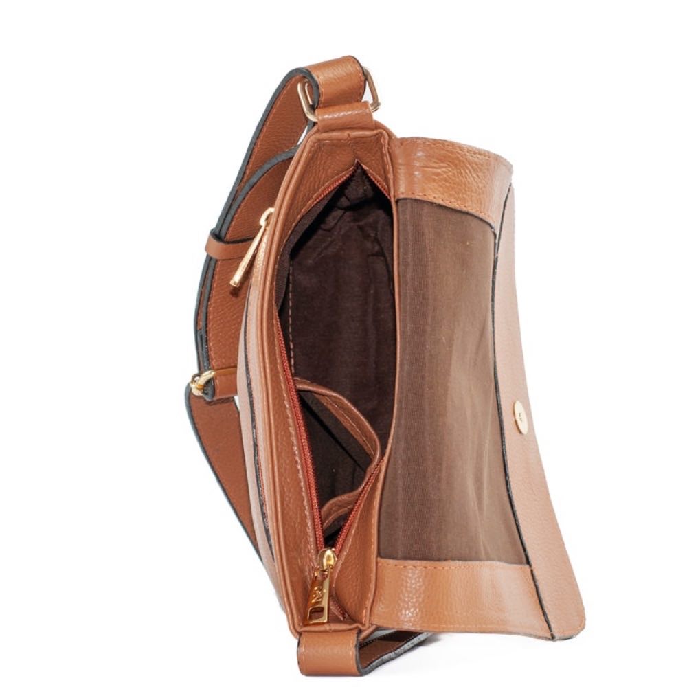 Bolsa Satchel Média de Couro Soft La Fenice Caramelo 105061