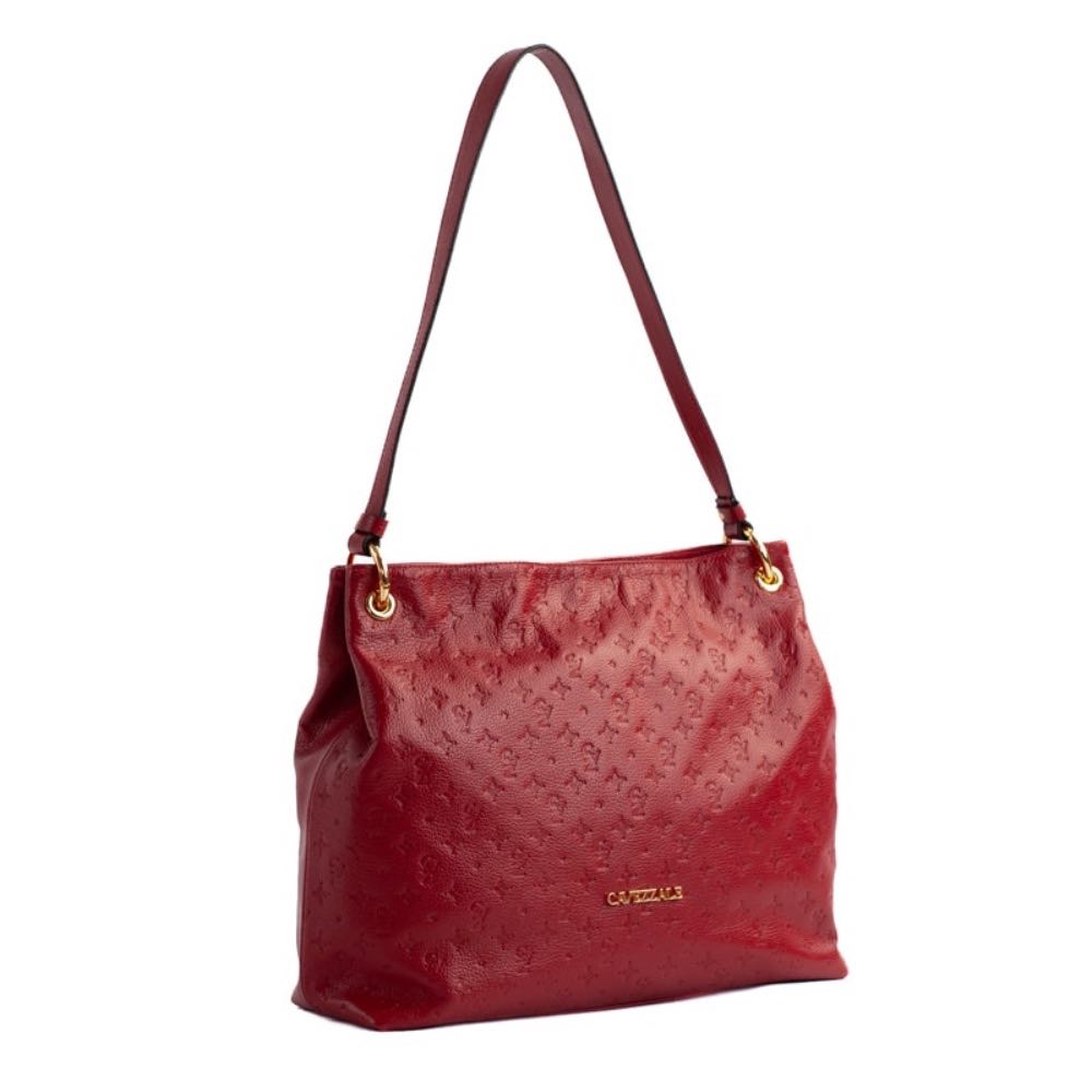 Bolsa Hobo Grande de Couro Monograma La Fenice Carmim 105142
