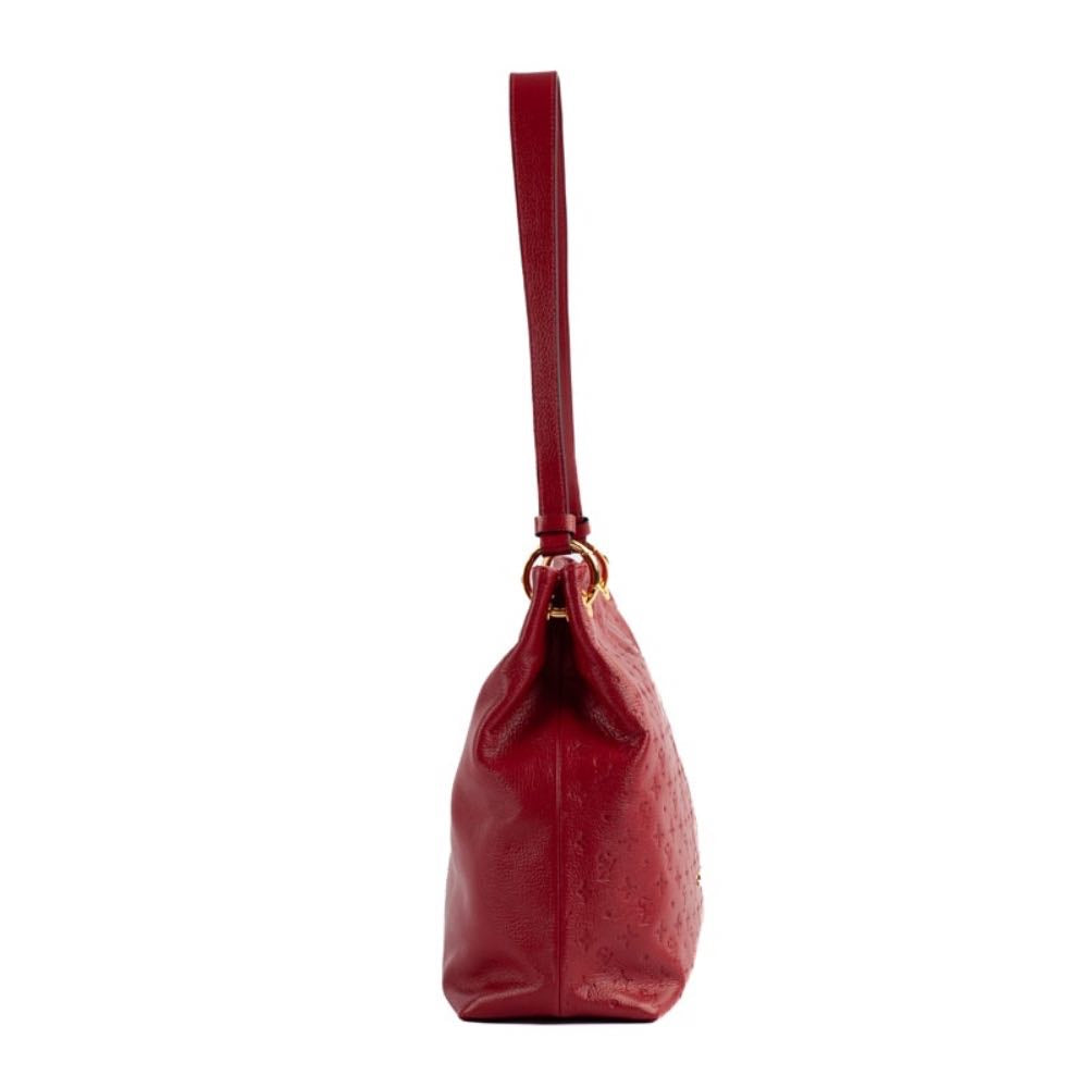 Bolsa Hobo Grande de Couro Monograma La Fenice Carmim 105142