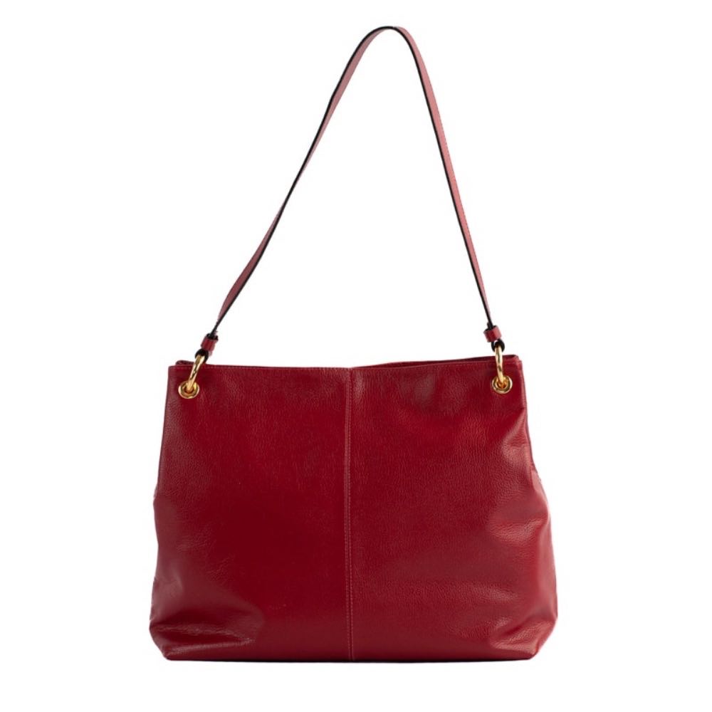 Bolsa Hobo Grande de Couro Monograma La Fenice Carmim 105142