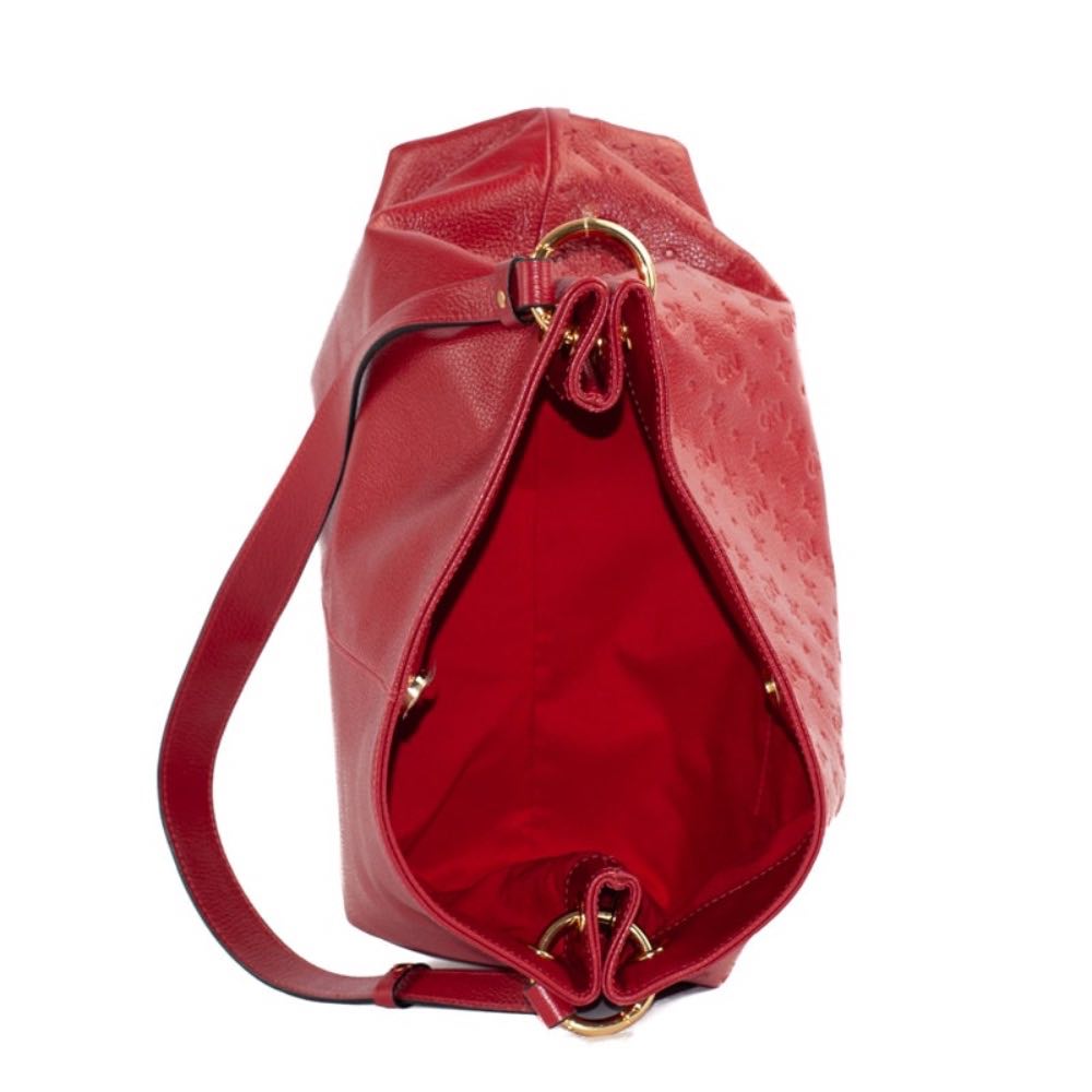 Bolsa Hobo Grande de Couro Monograma La Fenice Carmim 105142