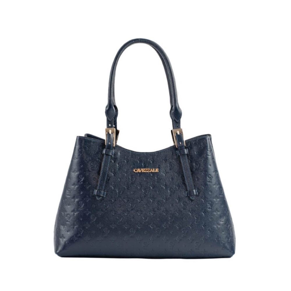 Tote Bag Grande de Couro Monograma La Fenice Marinho 105145
