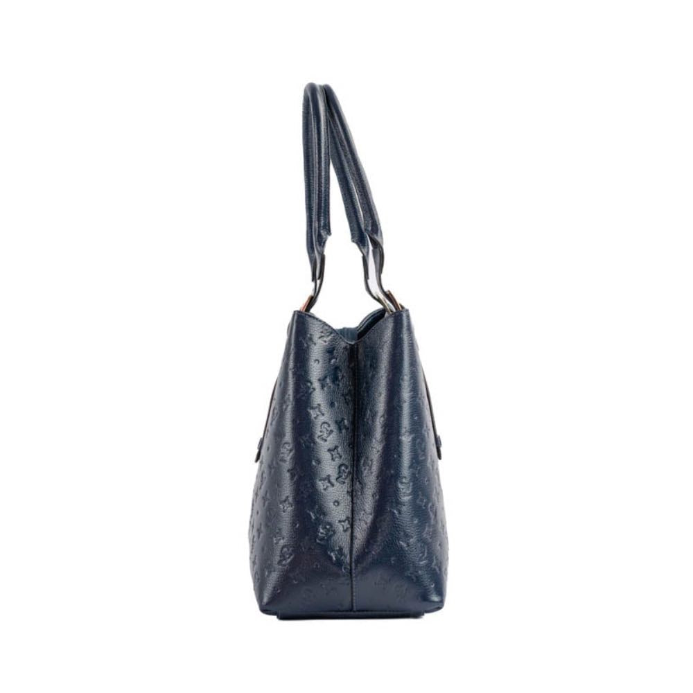 Tote Bag Grande de Couro Monograma La Fenice Marinho 105145