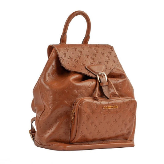 Mochila de Couro Floter La Fenice Monograma Camel 105146