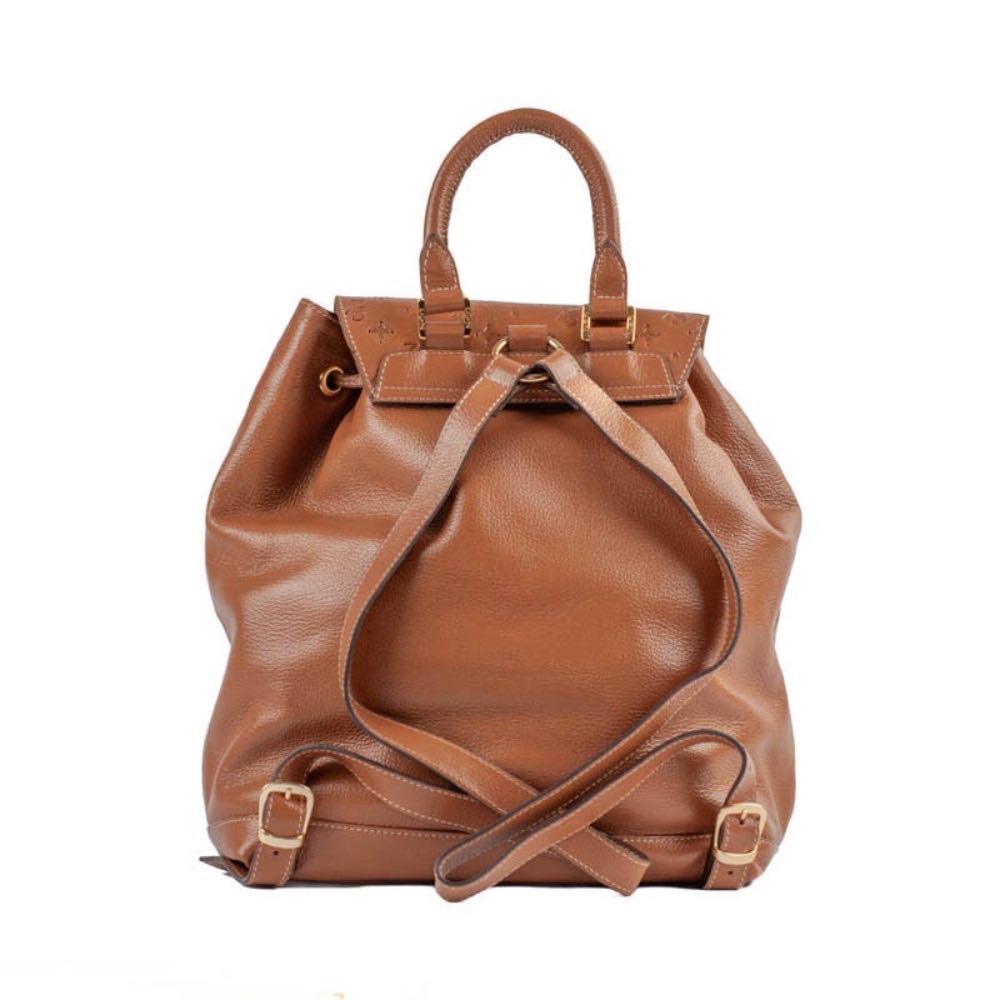 Mochila de Couro Floter La Fenice Monograma Camel 105146