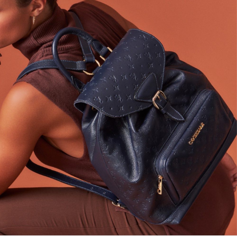 Mochila de Couro Floter La Fenice Monograma Marinho 105146