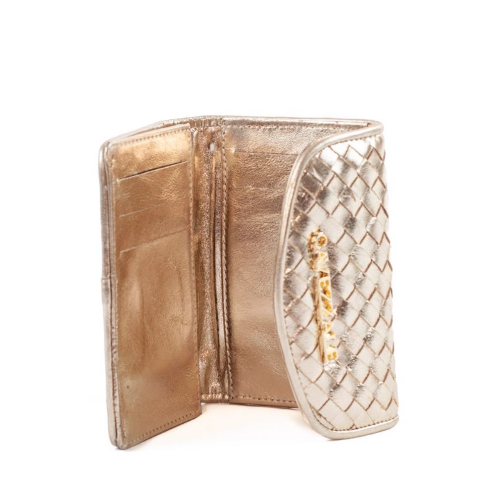 Carteira Feminina de Couro Metalizado La Fenice Ouro Light 105279