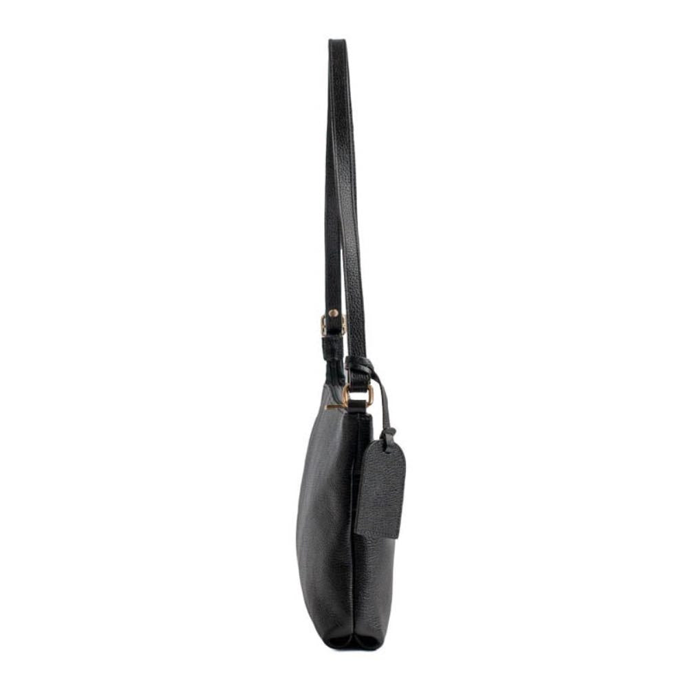 Bolsa Tiracolo Média de Couro Floter La Fenice Preto 105308