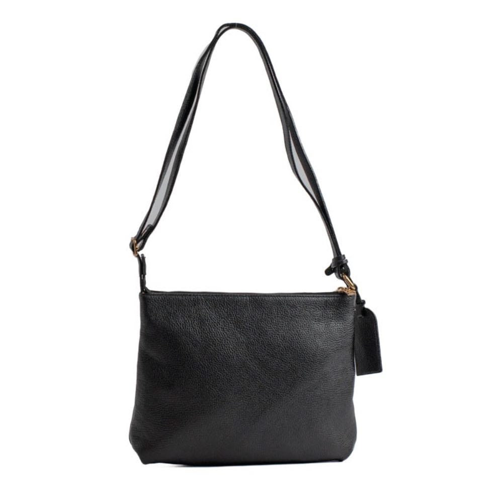 Bolsa Tiracolo Média de Couro Floter La Fenice Preto 105308