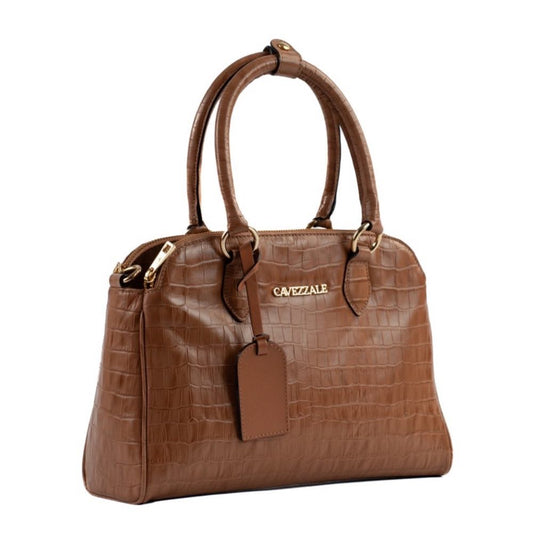 Tote Bag Grande de Couro Croco La Fenice Caramelo 105292