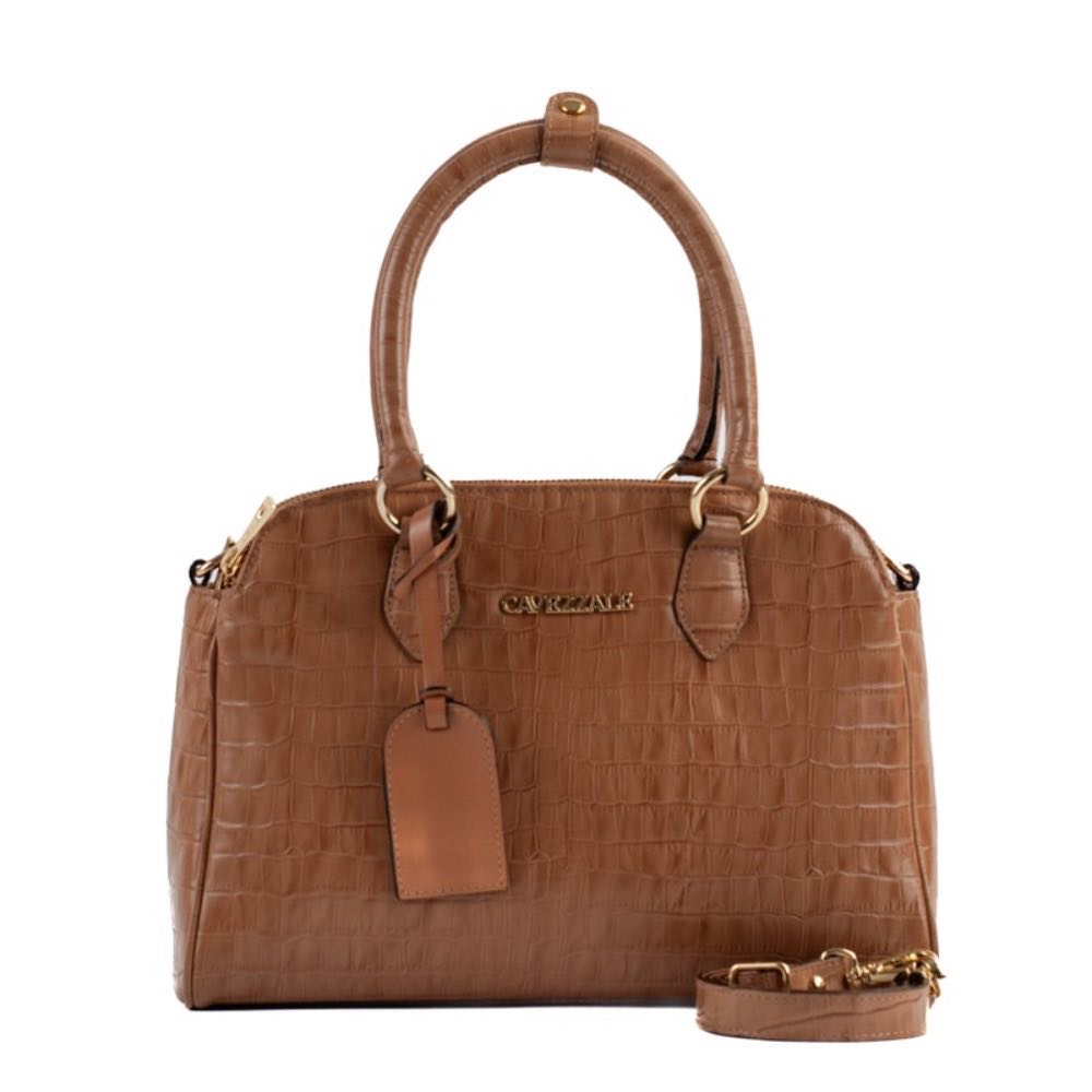 Tote Bag Grande de Couro Croco La Fenice Caramelo 105292