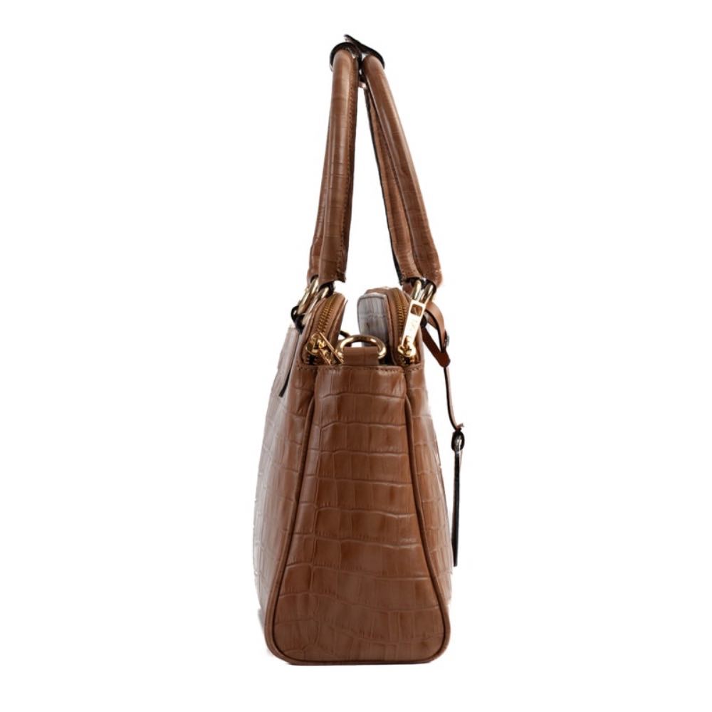 Tote Bag Grande de Couro Croco La Fenice Caramelo 105292