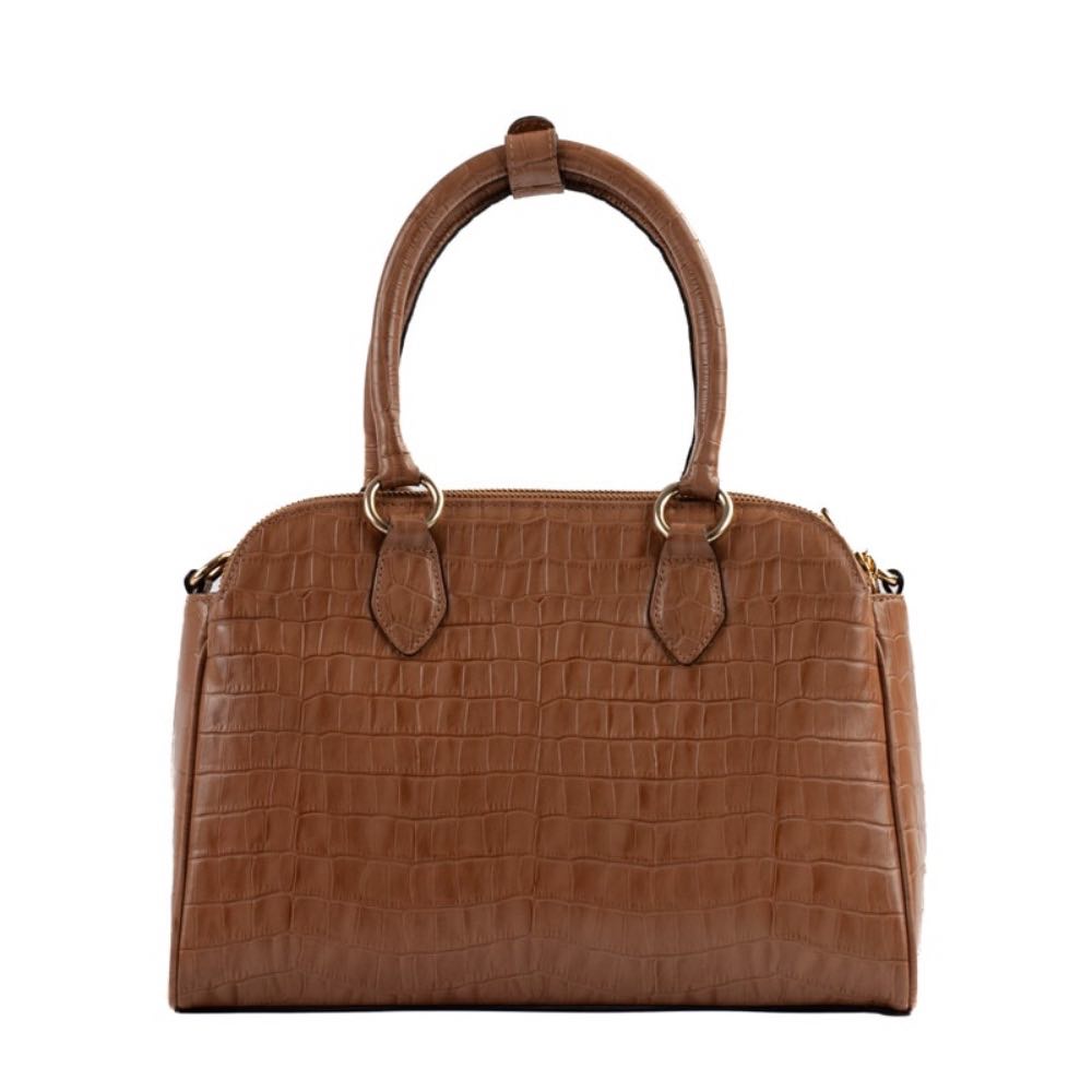 Tote Bag Grande de Couro Croco La Fenice Caramelo 105292