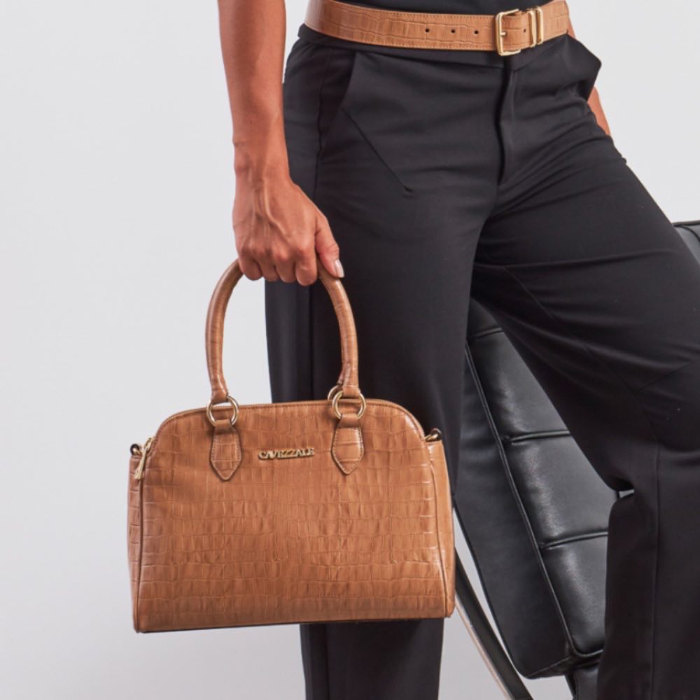 Tote Bag Grande de Couro Croco La Fenice Caramelo 105292