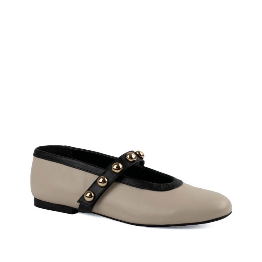 Sapatilha de Couro La Fenice Off White/Preto 105103