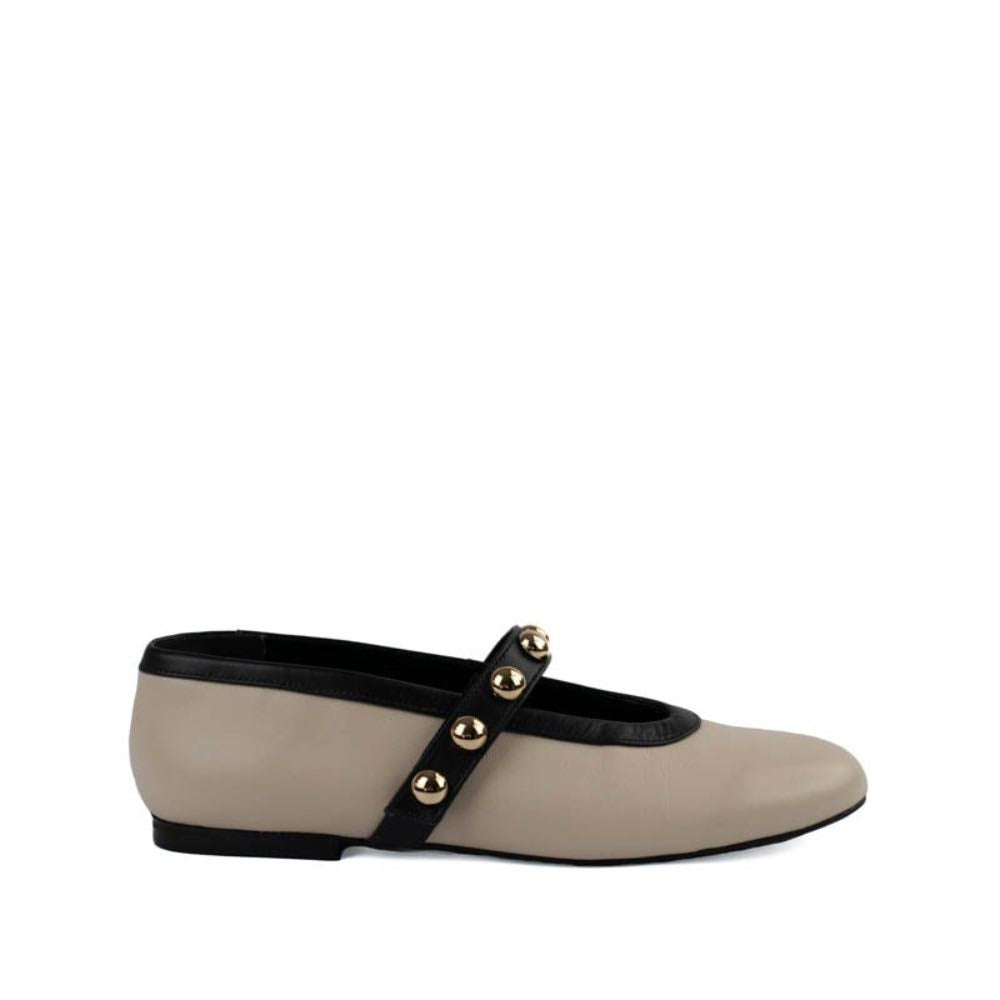 Sapatilha de Couro La Fenice Off White/Preto 105103