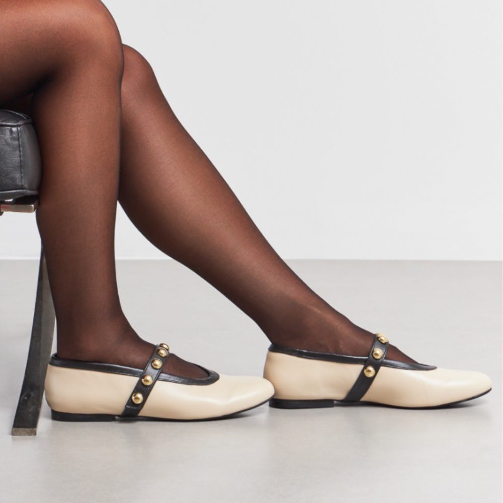 Sapatilha de Couro La Fenice Off White/Preto 105103