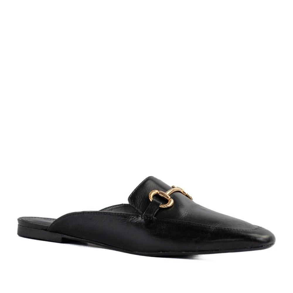 Mule de Couro La Fenice Flow Preto 105201