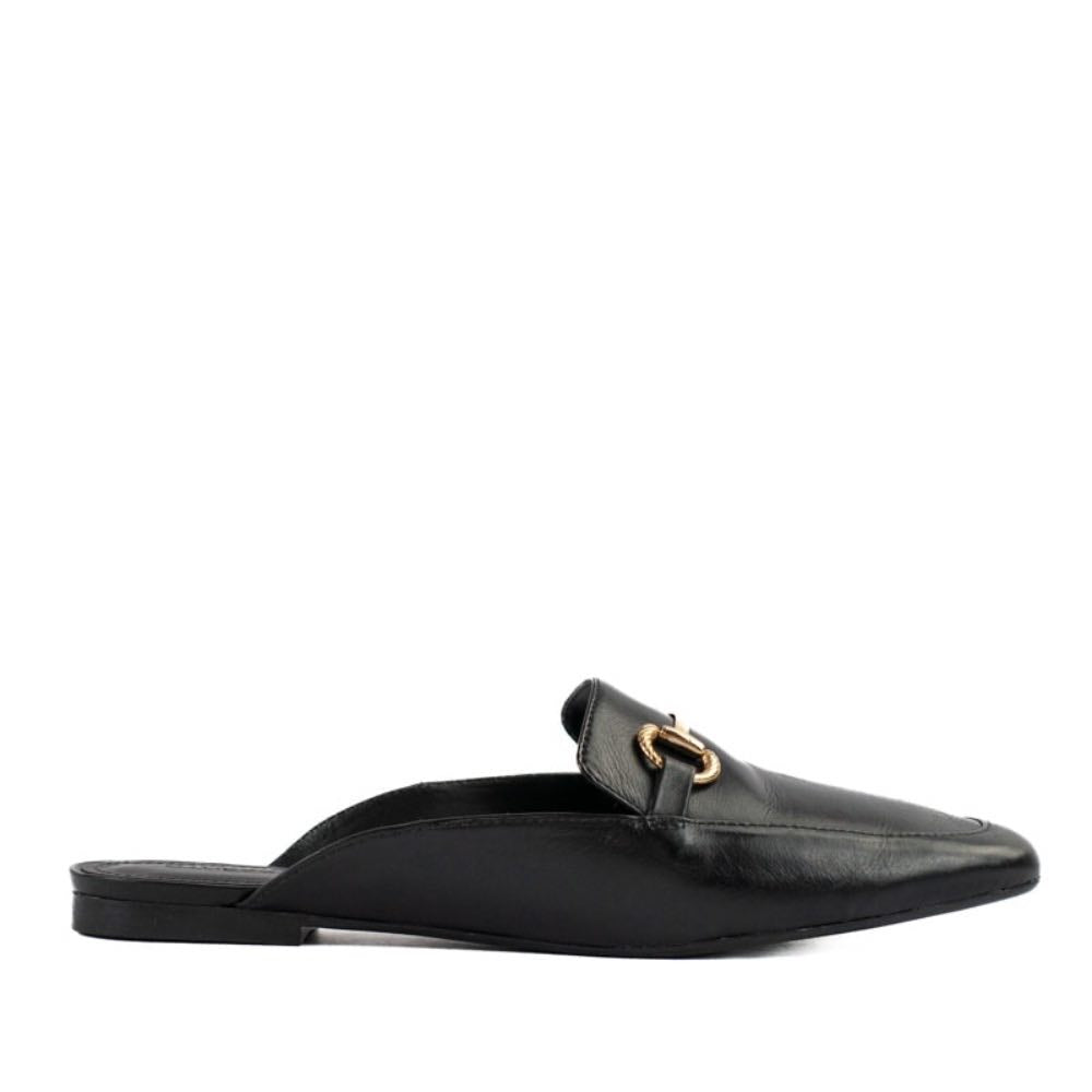 Mule de Couro La Fenice Flow Preto 105201