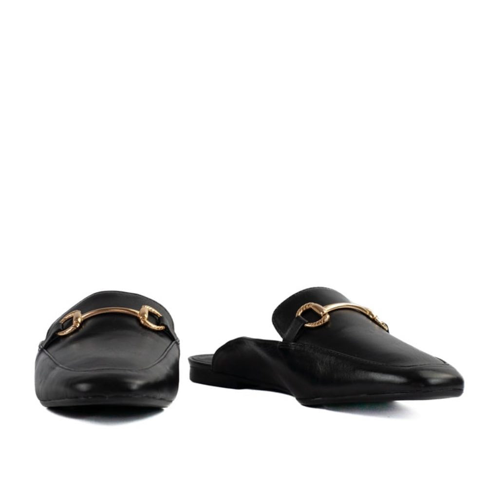 Mule de Couro La Fenice Flow Preto 105201