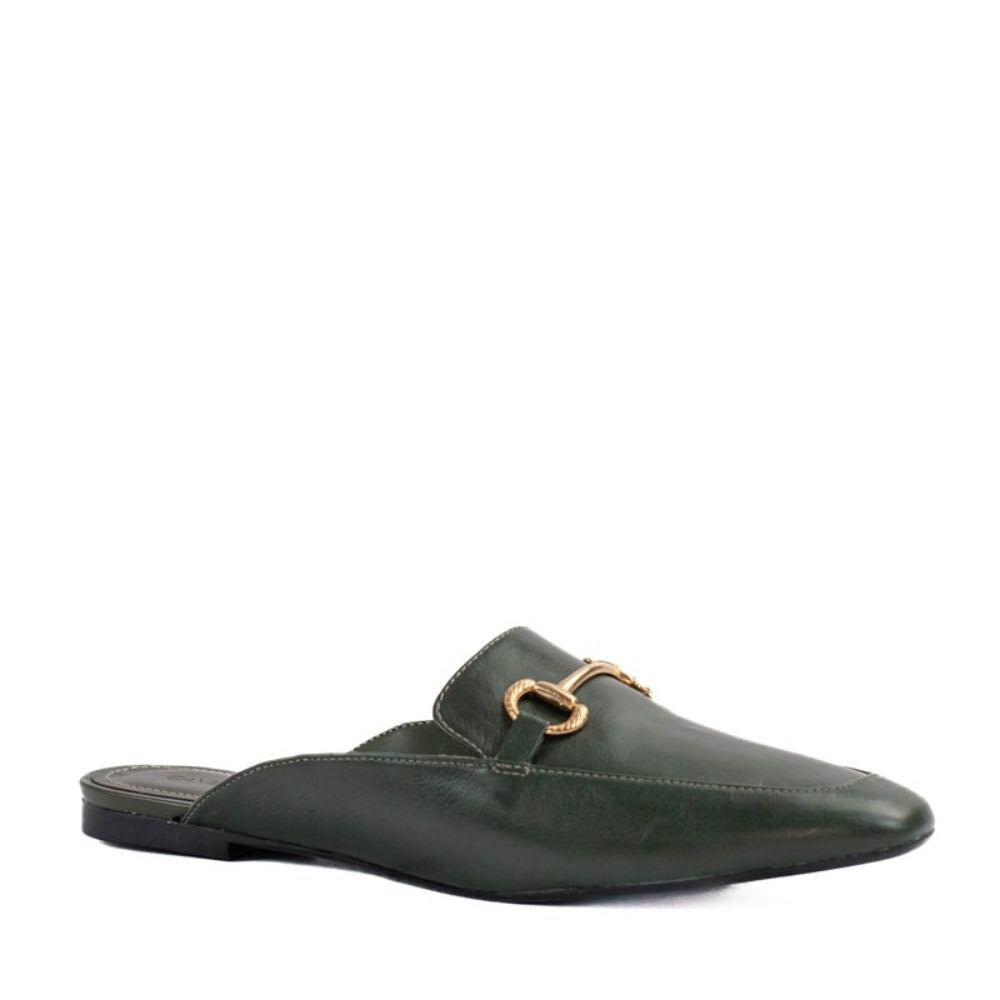 Mule de Couro La Fenice Flow Verde Noite 105201
