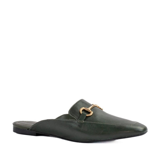 Mule de Couro La Fenice Flow Verde Noite 105201