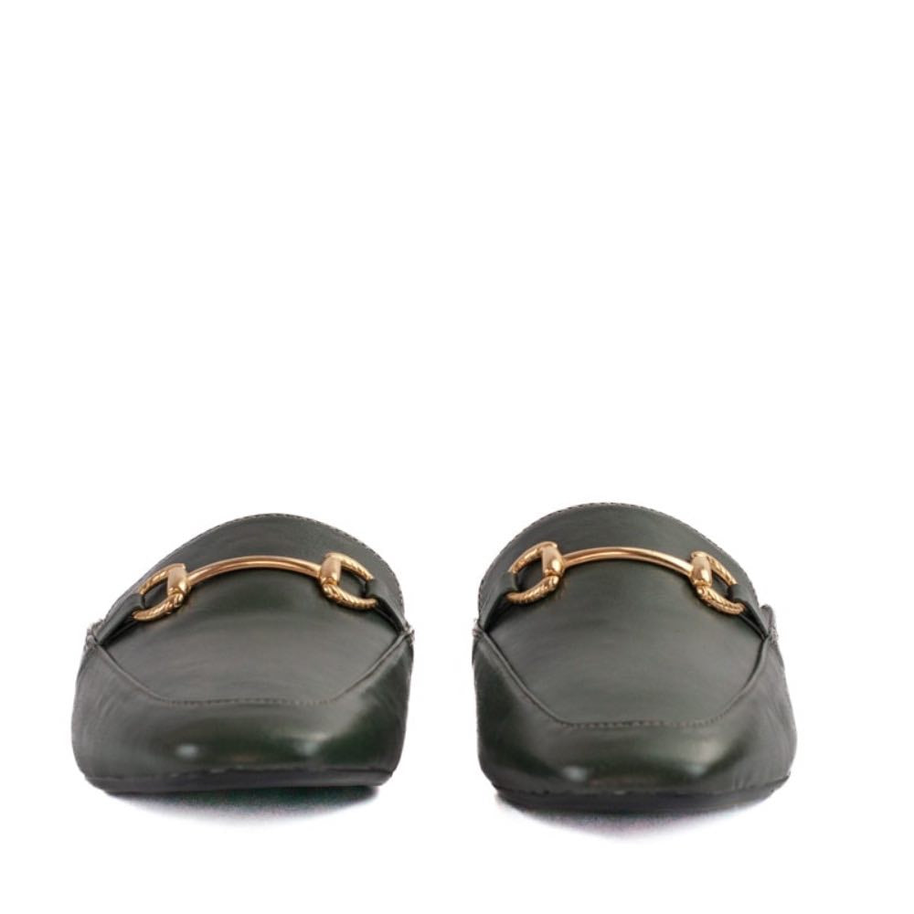 Mule de Couro La Fenice Flow Verde Noite 105201