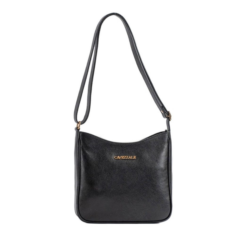 Bolsa Hobo Média de Couro Floater La Fenice Preto 105316