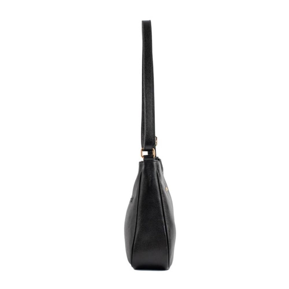 Bolsa Hobo Média de Couro Floater La Fenice Preto 105316