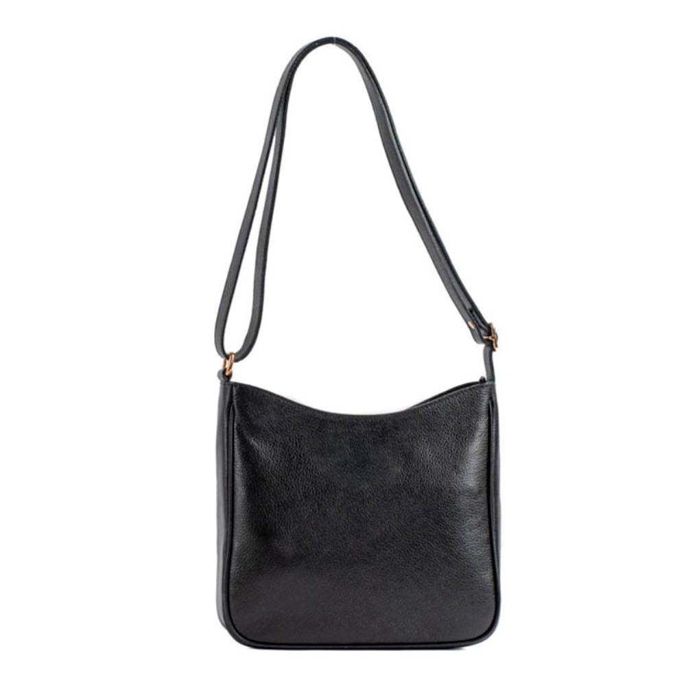 Bolsa Hobo Média de Couro Floater La Fenice Preto 105316