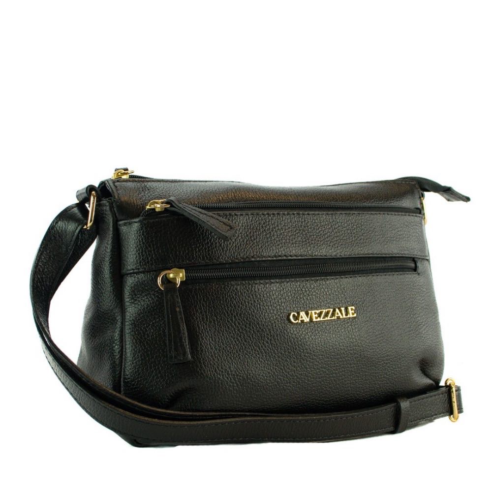 Bolsa Tiracolo Média de Couro La Fenice Preto 102241