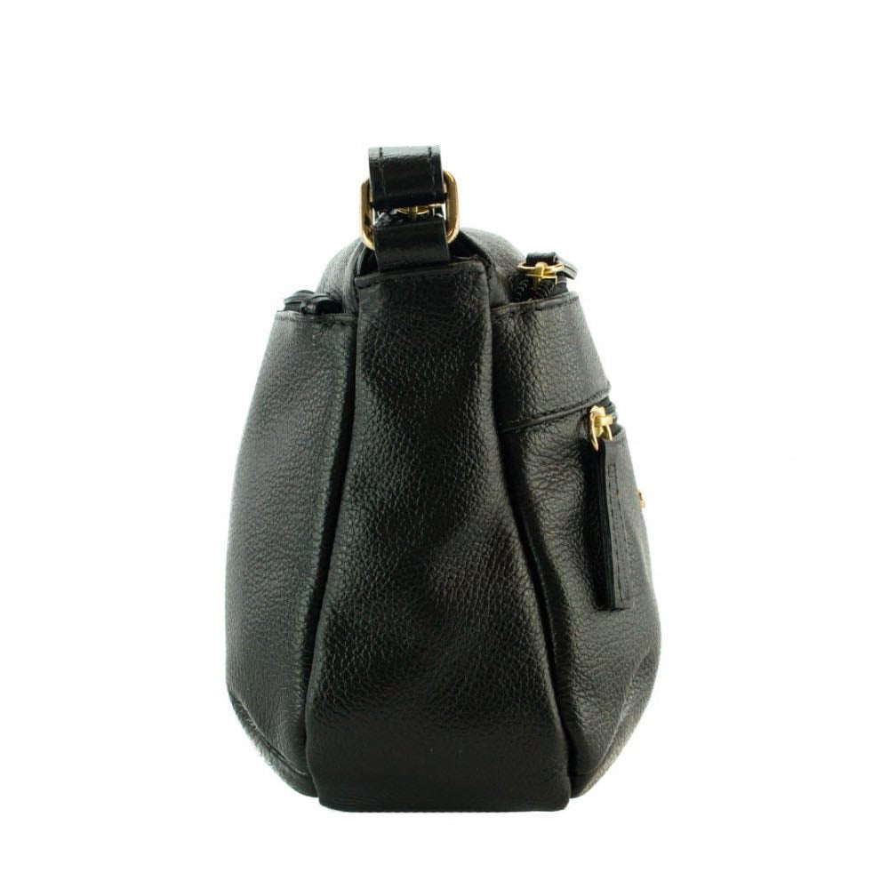 Bolsa Tiracolo Média de Couro La Fenice Preto 102241