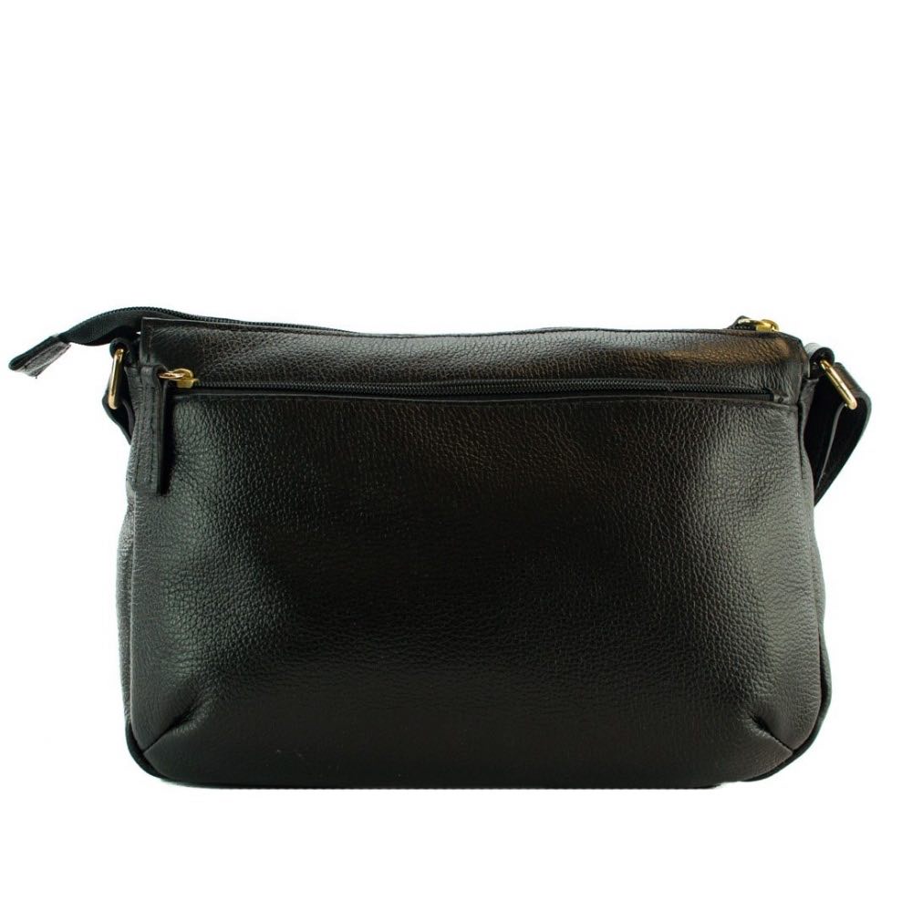Bolsa Tiracolo Média de Couro La Fenice Preto 102241