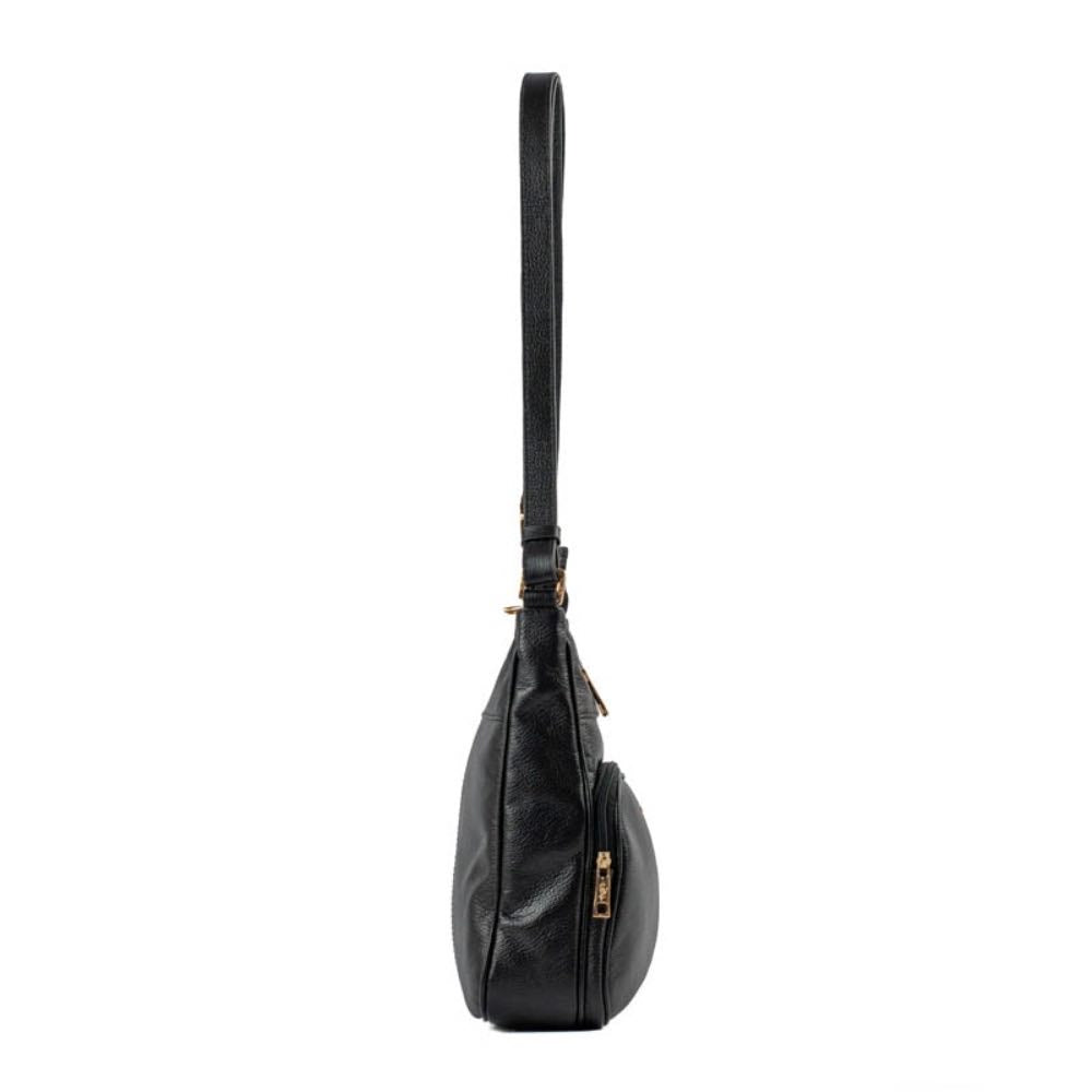 Bolsa Tiracolo Média de Couro Soft La Fenice Preto 105323