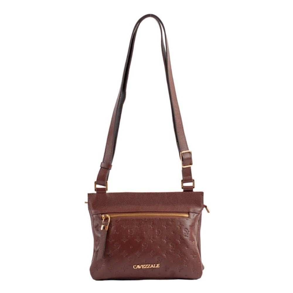 Bolsa Tiracolo Média de Couro Monograma La Fenice Pinhão 105368