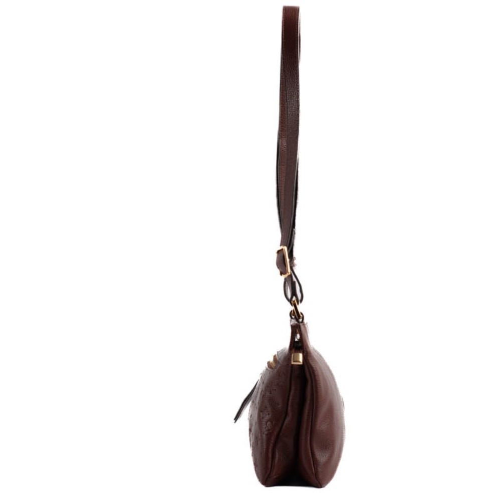 Bolsa Tiracolo Média de Couro Monograma La Fenice Pinhão 105368