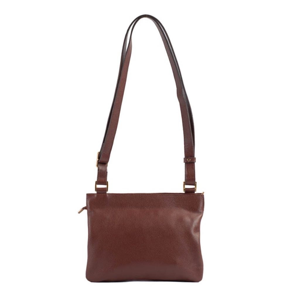 Bolsa Tiracolo Média de Couro Monograma La Fenice Pinhão 105368
