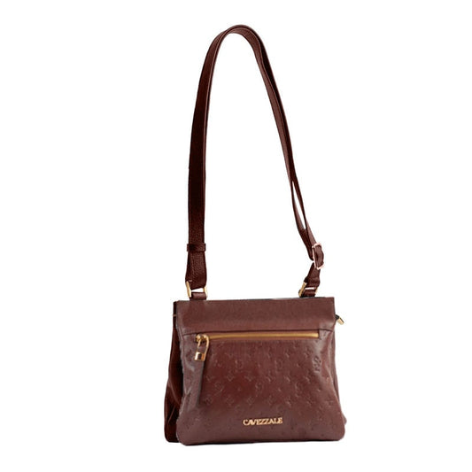 Bolsa Tiracolo Média de Couro Monograma La Fenice Pinhão 105368