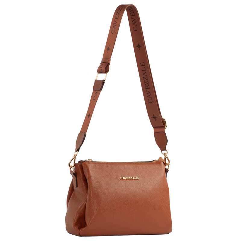 Bolsa Tiracolo Média de Couro Soft Alça Grifada La Fenice Whisky 105329