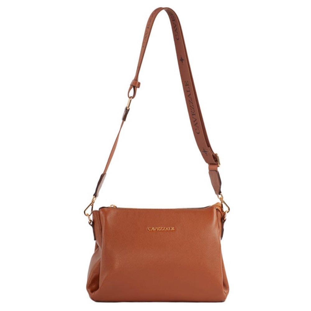 Bolsa Tiracolo Média de Couro Soft Alça Grifada La Fenice Whisky 105329