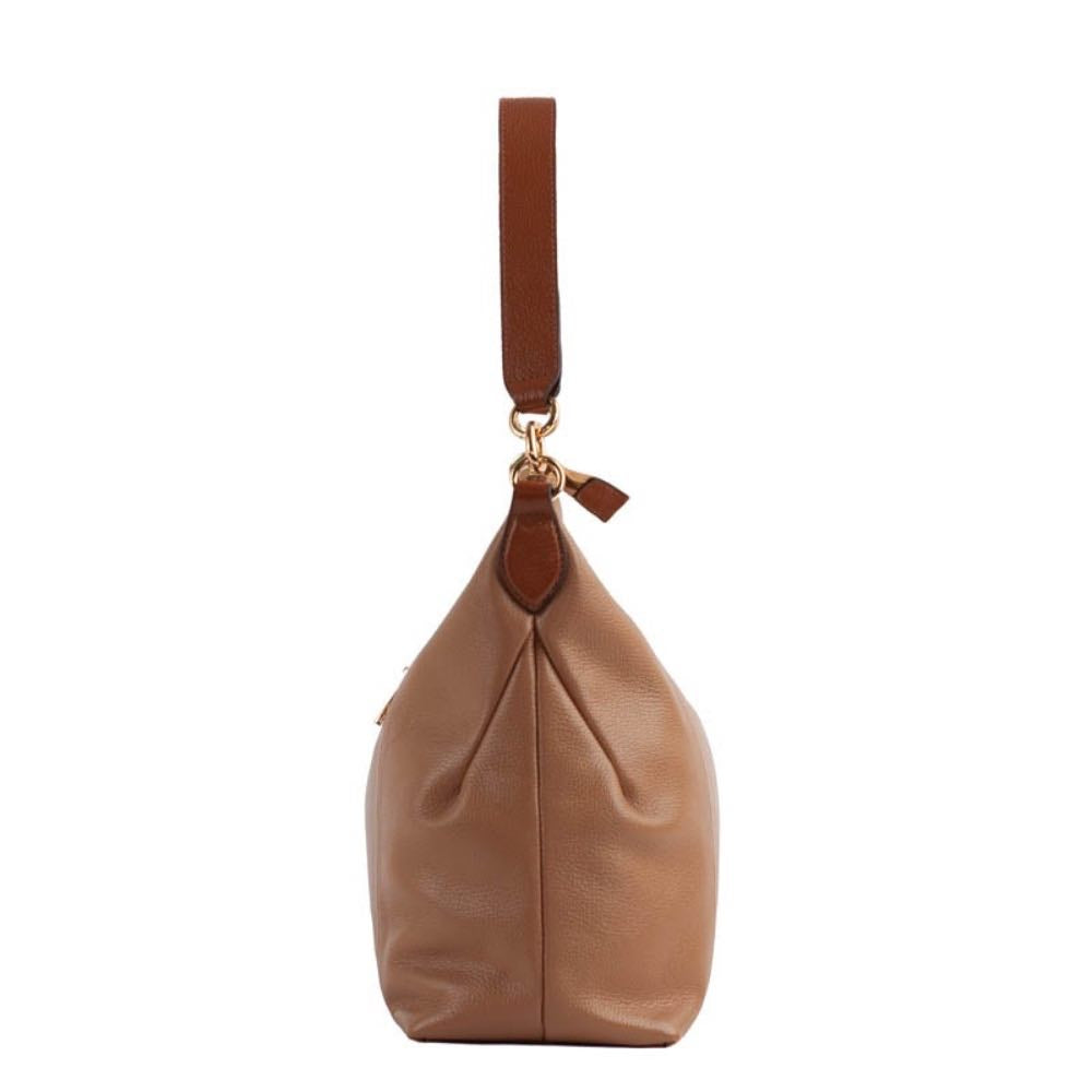 Bolsa Hobo Grande de Couro Soft La Fenice Caramelo 105330