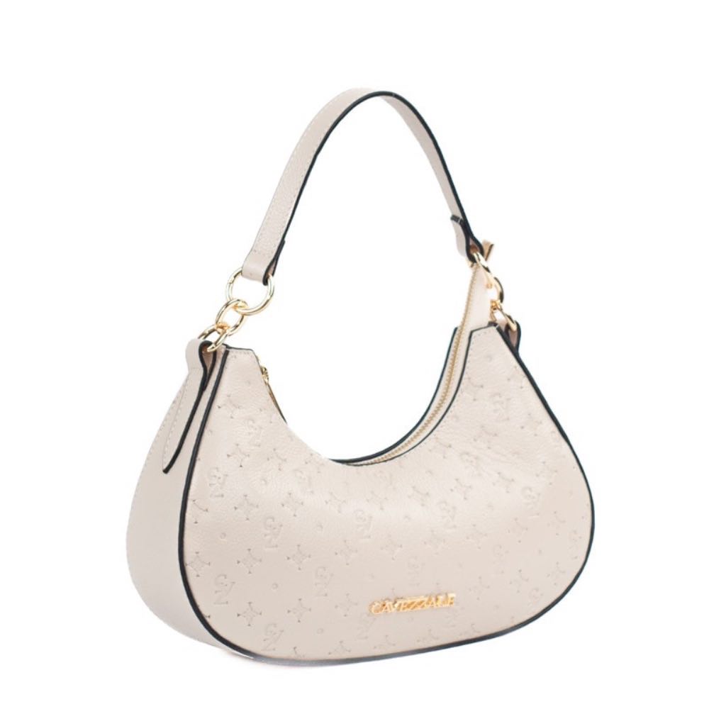 Bolsa Baguete Média de Couro Monograma La Fenice Off White 105481