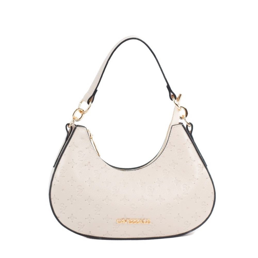 Bolsa Baguete Média de Couro Monograma La Fenice Off White 105481