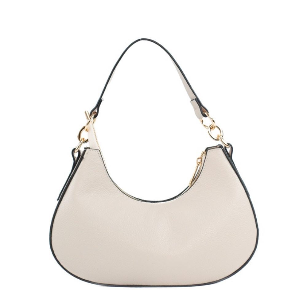 Bolsa Baguete Média de Couro Monograma La Fenice Off White 105481