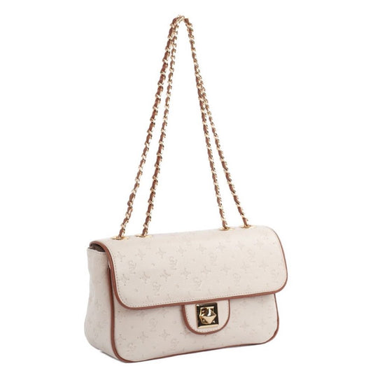 Bolsa Tiracolo de Couro Monograma Pequena La Fenice Off White/Canyon 105483