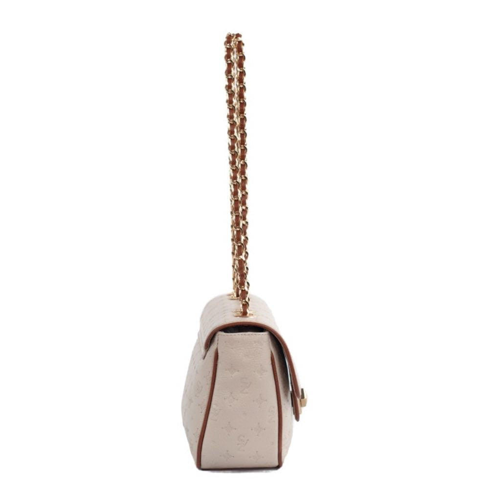 Bolsa Tiracolo de Couro Monograma Pequena La Fenice Off White/Canyon 105483