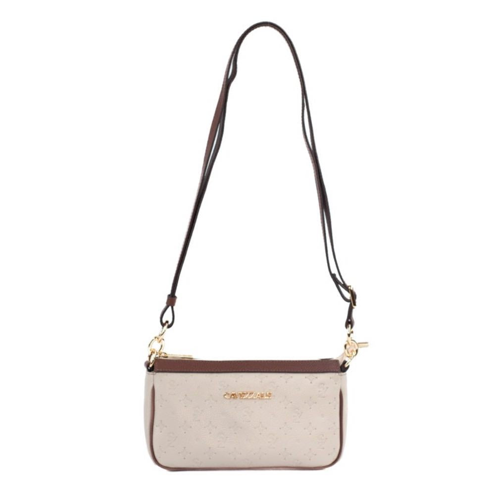 Bolsa Tiracolo de Couro Monograma Pequena La Fenice Chantilly/Whisky 105485