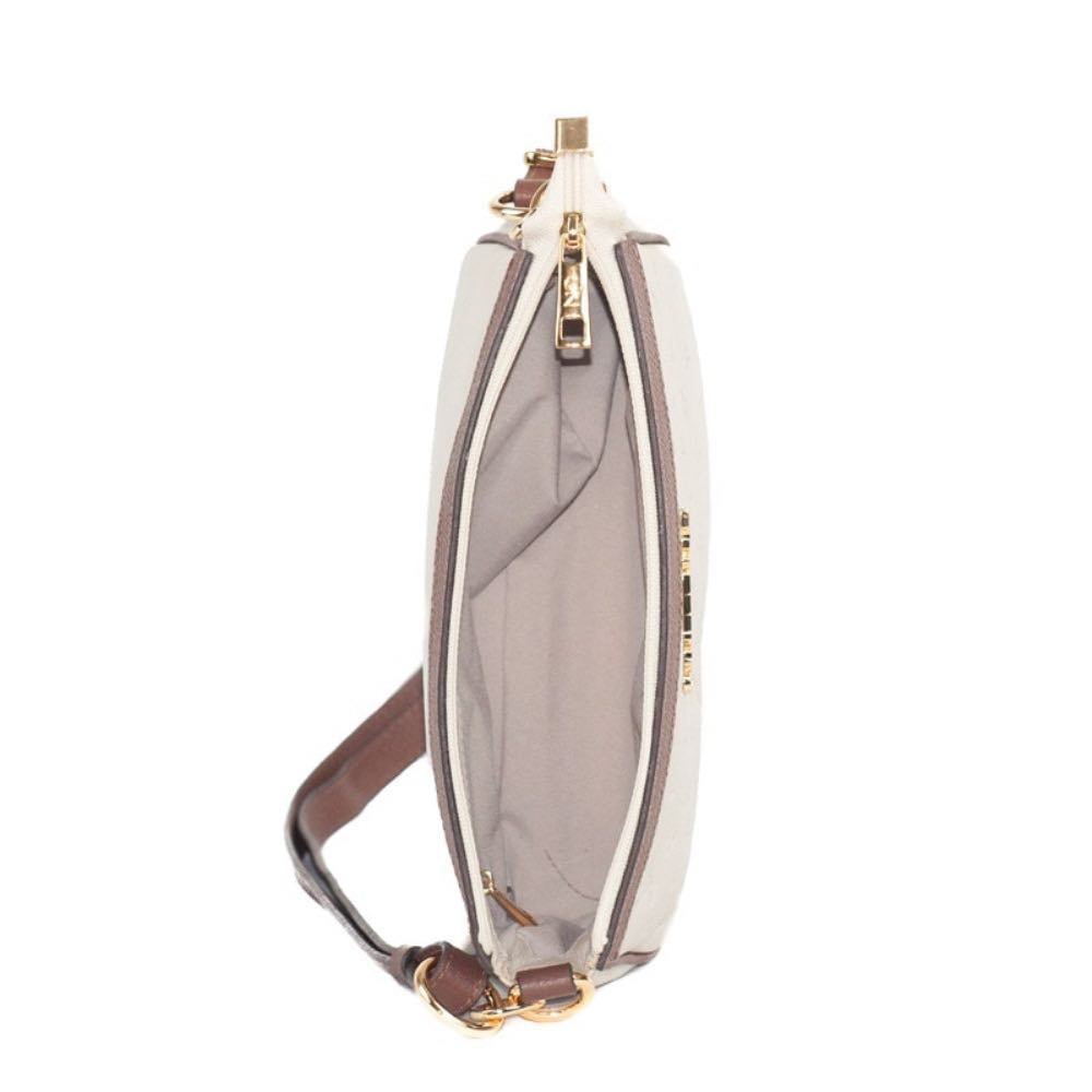 Bolsa Tiracolo de Couro Monograma Pequena La Fenice Chantilly/Whisky 105485