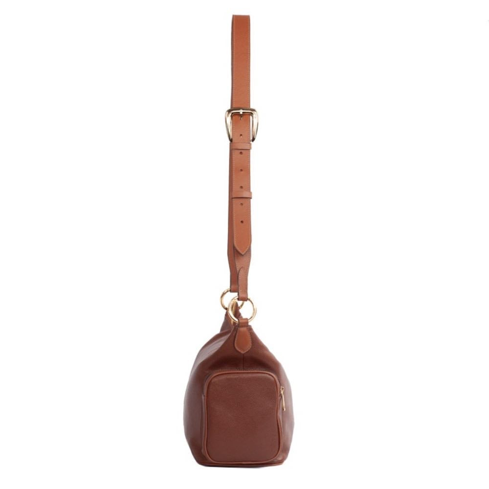 Bolsa Tiracolo Grande de Couro La Fenice Conhaque/Canyon 105487
